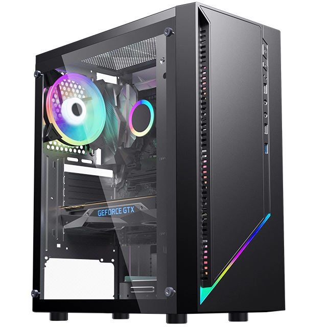 Heißer Verkauf Acryl Panel Rgb Gaming Computer Fall Pc Computer Fall ATX Fall Mit Rgb Fans Neue Produkt 1