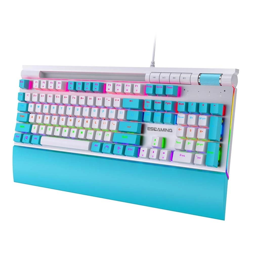 Esgaming 104Keys Computer PC Ergonomics Клавиатуры RGB Груба с водонепроницаемыми механическими игровыми клавиатурой с запястьем отдых 1