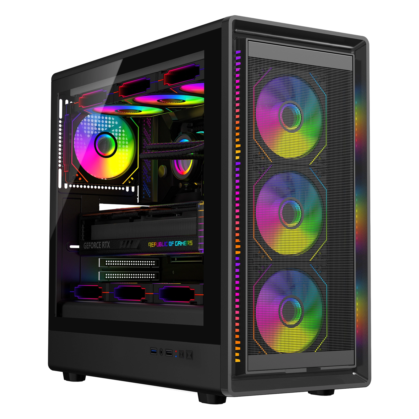 Coolzer Manufacturer Silent Tempered Glass Midi Tower Atx Gaming Pc Case Gamer Mesh 7 Slots Desktop Computer Cases & Towers 1