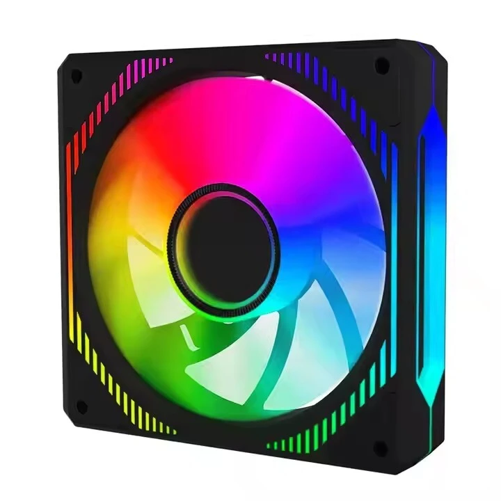 Kipas Pendingin Komputer CPU PC 4pin Esgaming Berkinerja Tinggi dengan Cermin Ajaib 12cm, Kipas Gaming PWM Argb Warna-warni 1