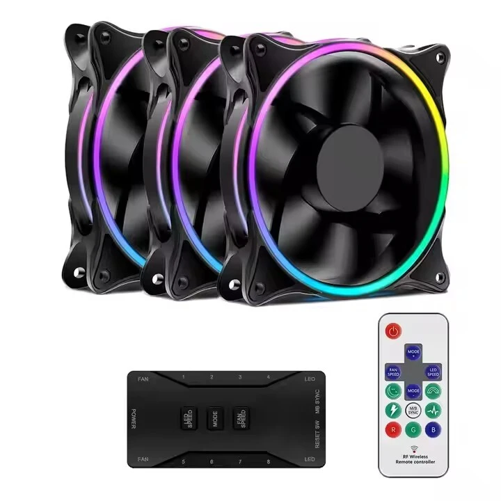 Ventiladores de PC de juegos de computadora de alto rendimiento de 12 cm RGB Radiator de control remoto de control remoto para jugador 1