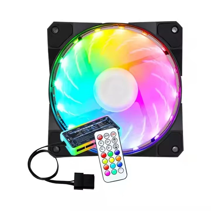 Factory Direct Sale 12cm Rgb Gaming Case Radiator Colorful Computer Building Block Cooling Fan With Led Controller Remote 1