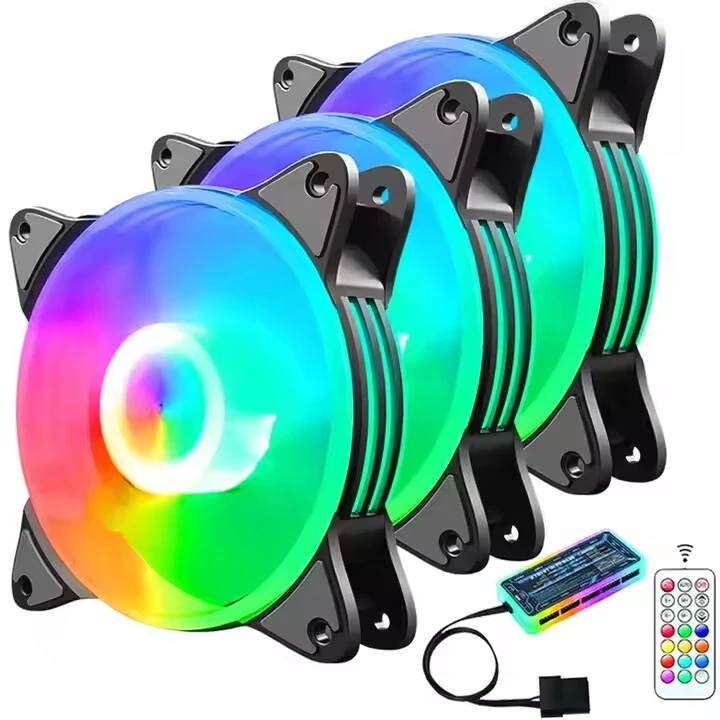 အရောင်းရဆုံး 3 Pin 4pin Cpu Cooler Heatsink Pc Cooler 120mm Computer Gaming Case Rgb Led Light Fans &amp; Cooling Fan With Controller 1