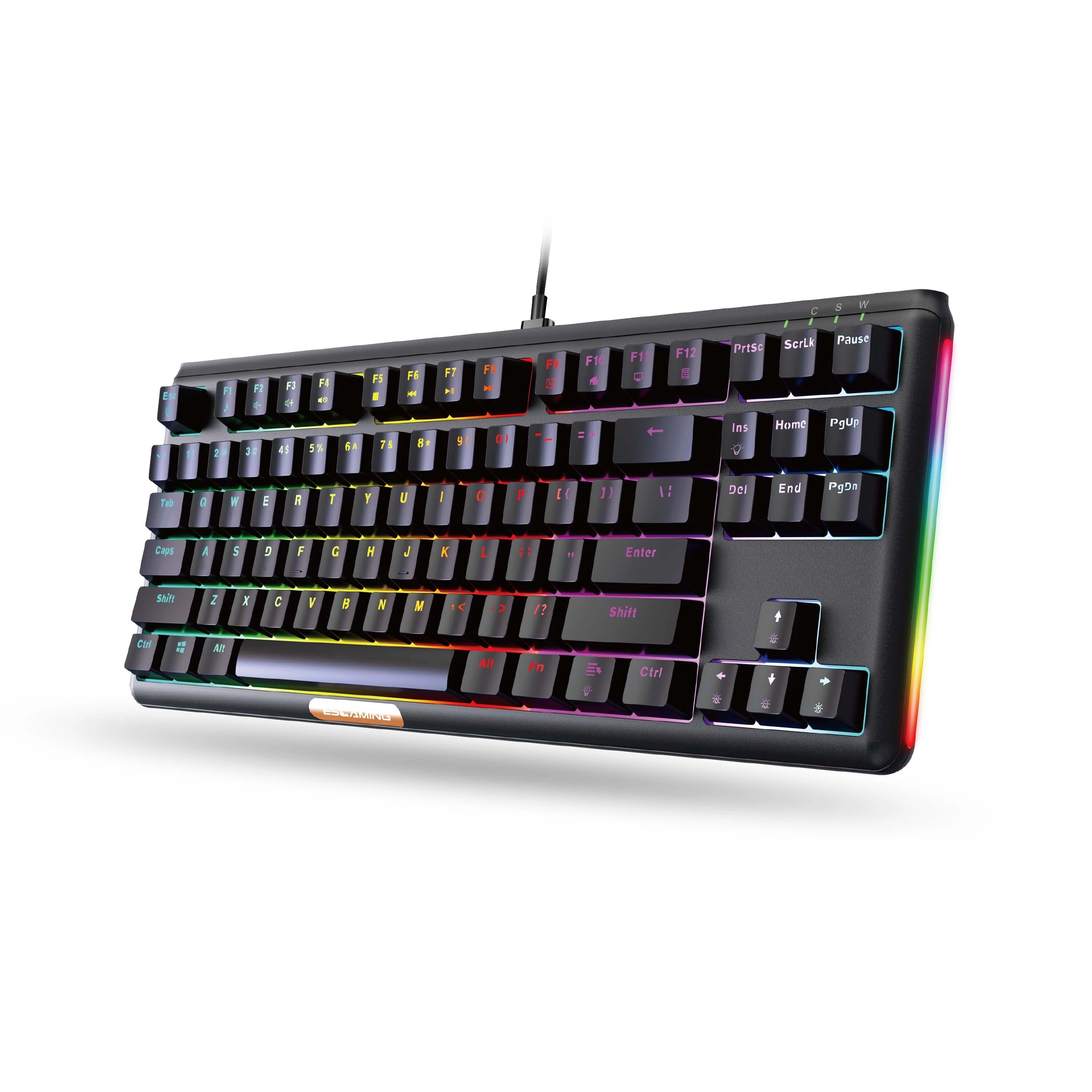 Bàn phím cơ máy tính để bàn Esgaming 87 phím, bố cục nhỏ gọn 80%, màu hồng, xanh lam, trắng, RGB, nhà cung cấp bàn phím chơi game Esports 1