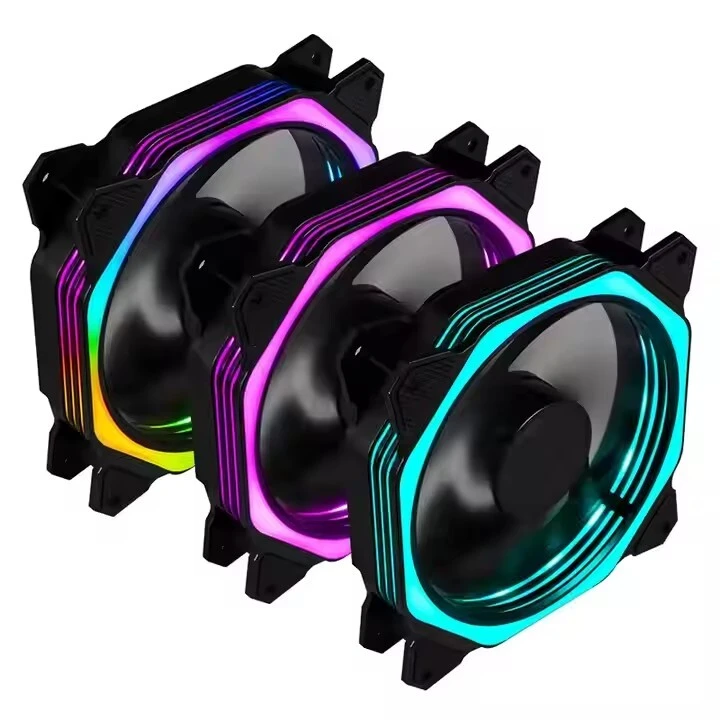 Esgaming Low Noise 12cm Gaming Computer Case Pwm Fans Pc Chassis Cooling Cooler With Rgb Lighting And Remote Control 1