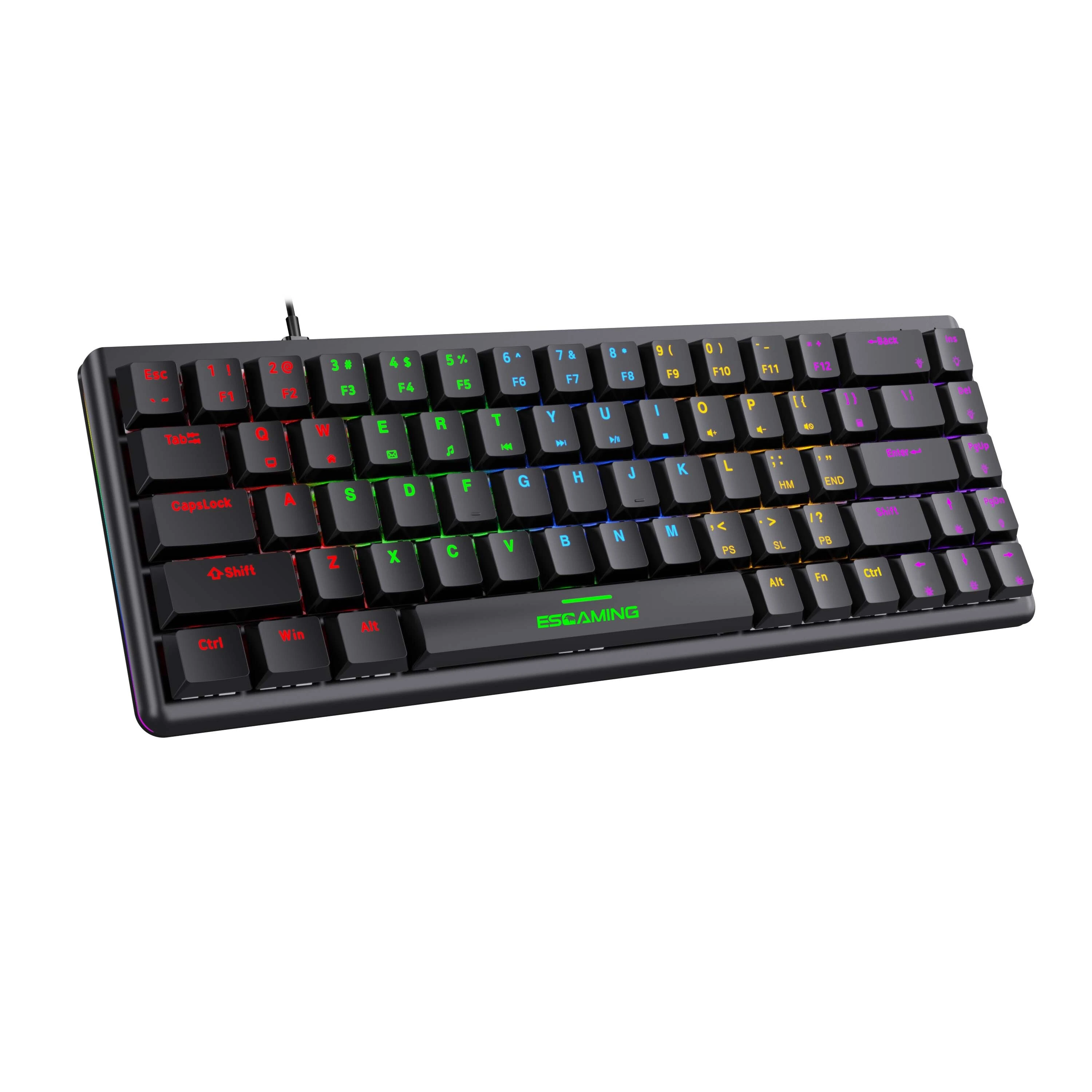Tastatură mecanică wireless Esgaming cu 68 de taste, trei moduri, aspect compact, iluminare din spate RGB color, subțire, pentru computer 1