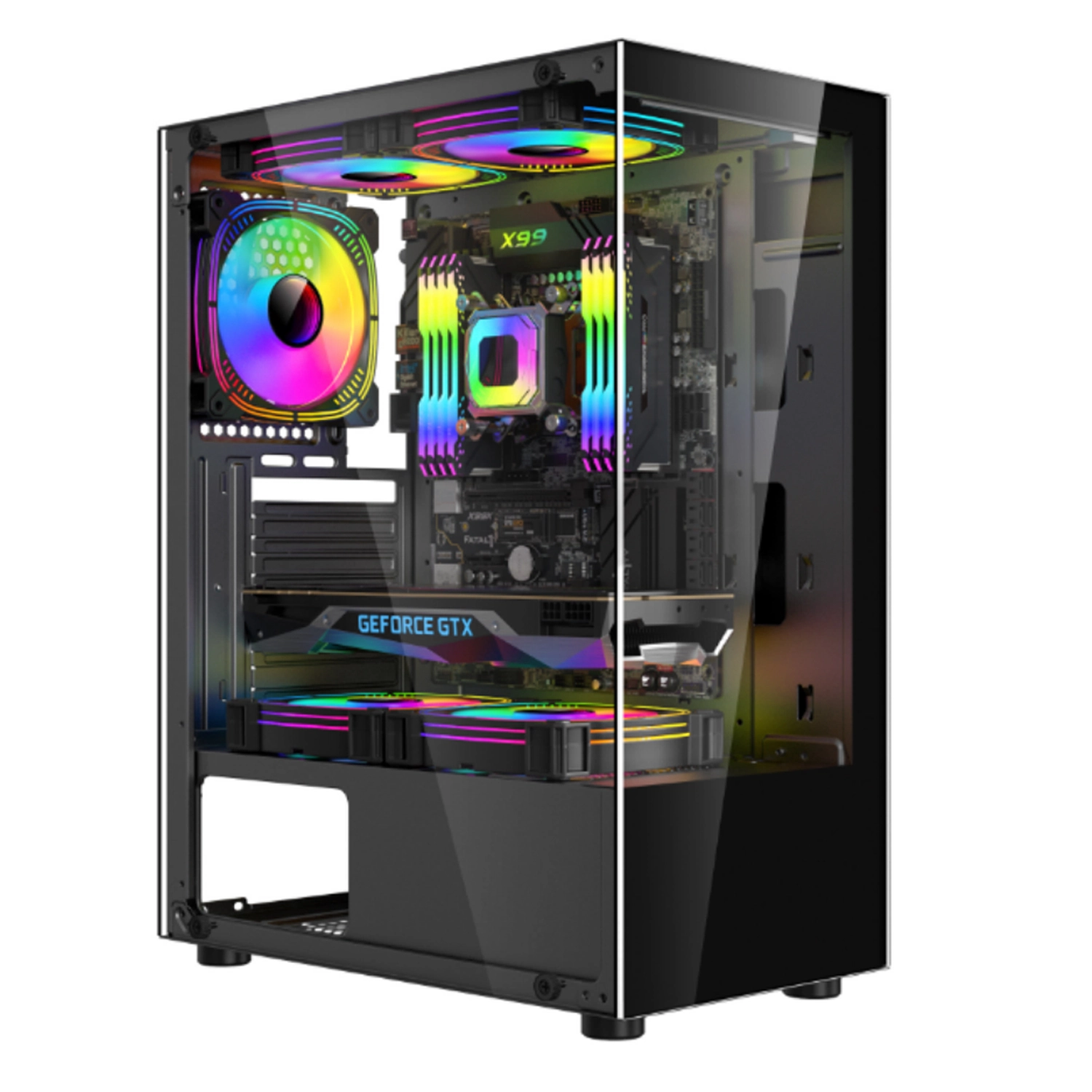 New Design Atx Case Tempered Glass Full Tower Pc Case Argb Effect Desktop Computer Case 1