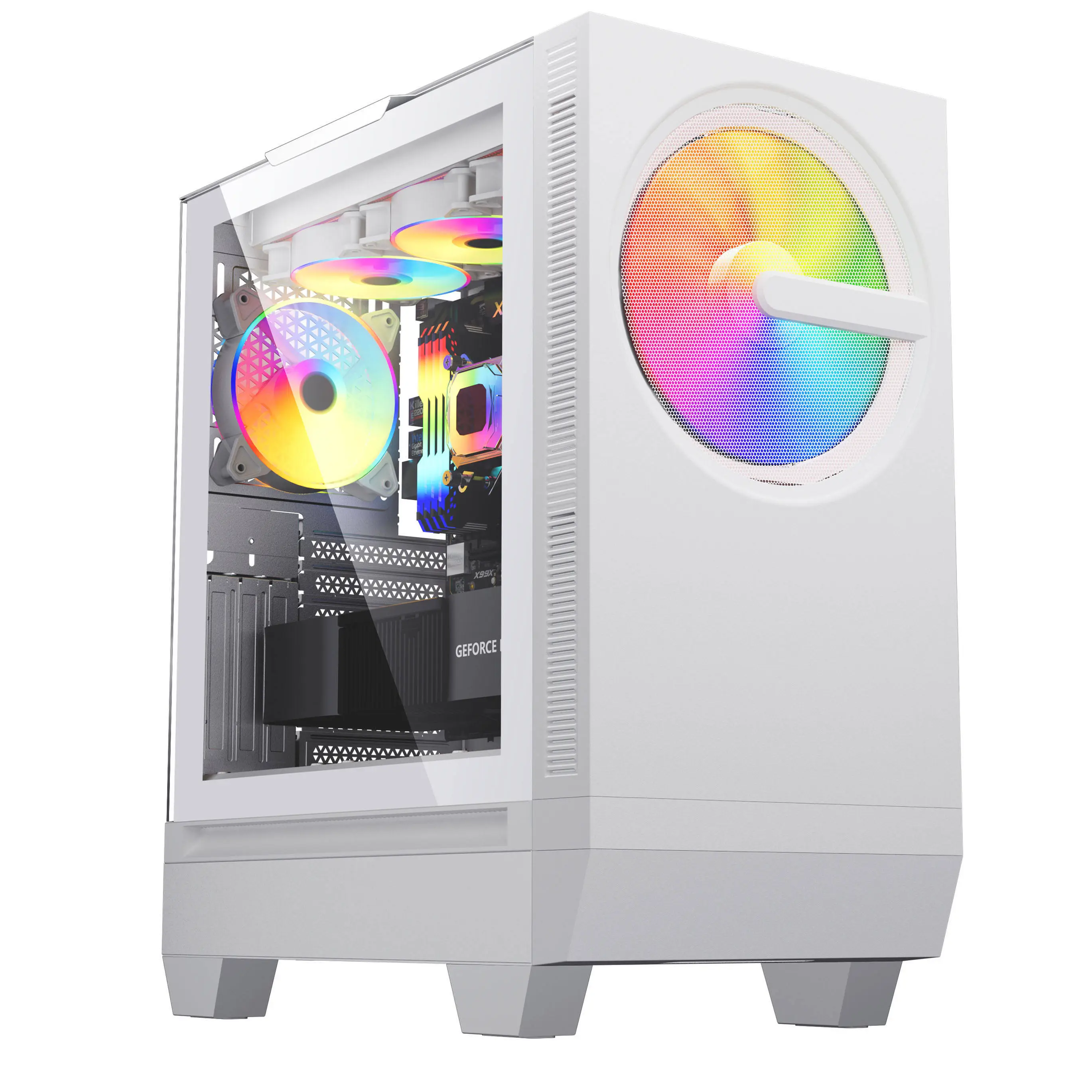 Gyári E-ATX/ATX/micro ATX/ITX alaplap gamer PC ház RGB-vel, középkategóriás torony kivitelben, torony kivitelben, audio portokkal az elején. 1