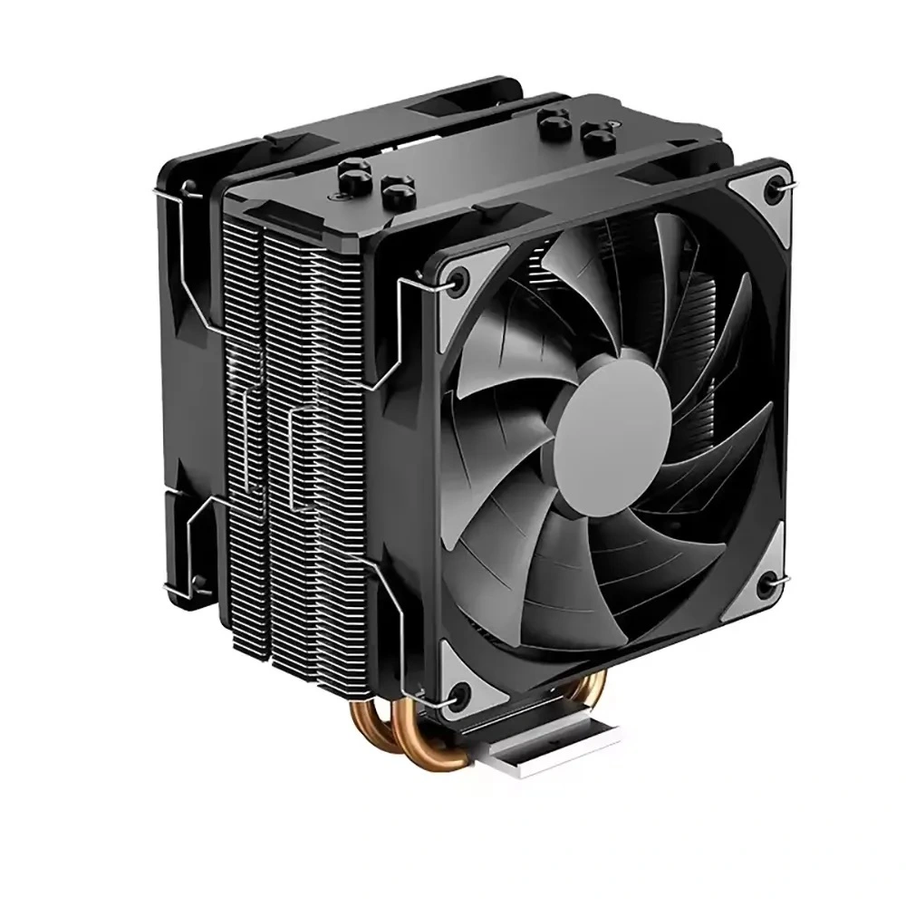 Prilagođeni crni hladnjak s 2 toplinske cijevi za računalo, PC hladnjak zraka, CPU hladnjak, dvostruki toranj s dvostrukim ventilatorima za hlađenje 1