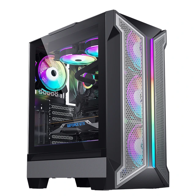 کیس بازی کامپیوتری Full Tower Atx Tempered Glass Rgb با خنک کننده آبی، کیس کامپیوتر Gabinete Gamer 1