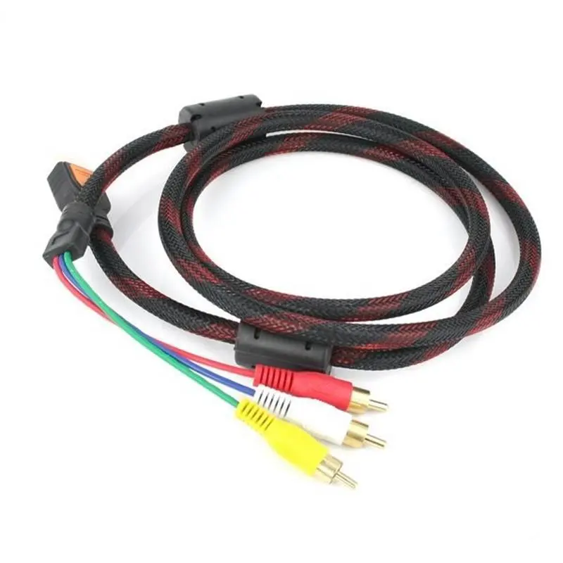 Oem Odm Black Red Nylon Audio Cable Hd Cable Male To 3rca Cable Cord Adapter For Dvd Hdtv Stb 1080p 1