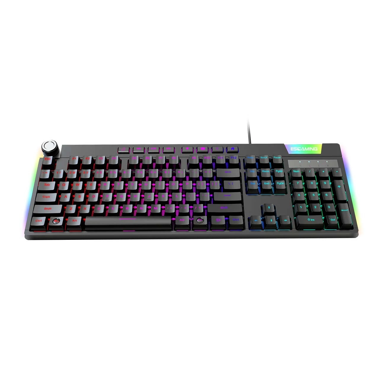 Esgaming Full Size 104 Curved Gaming Keycaps Keyboard 100% Ergonomics Magnetic Mechanical Keyboard With Multimedia Rotating Knob 1