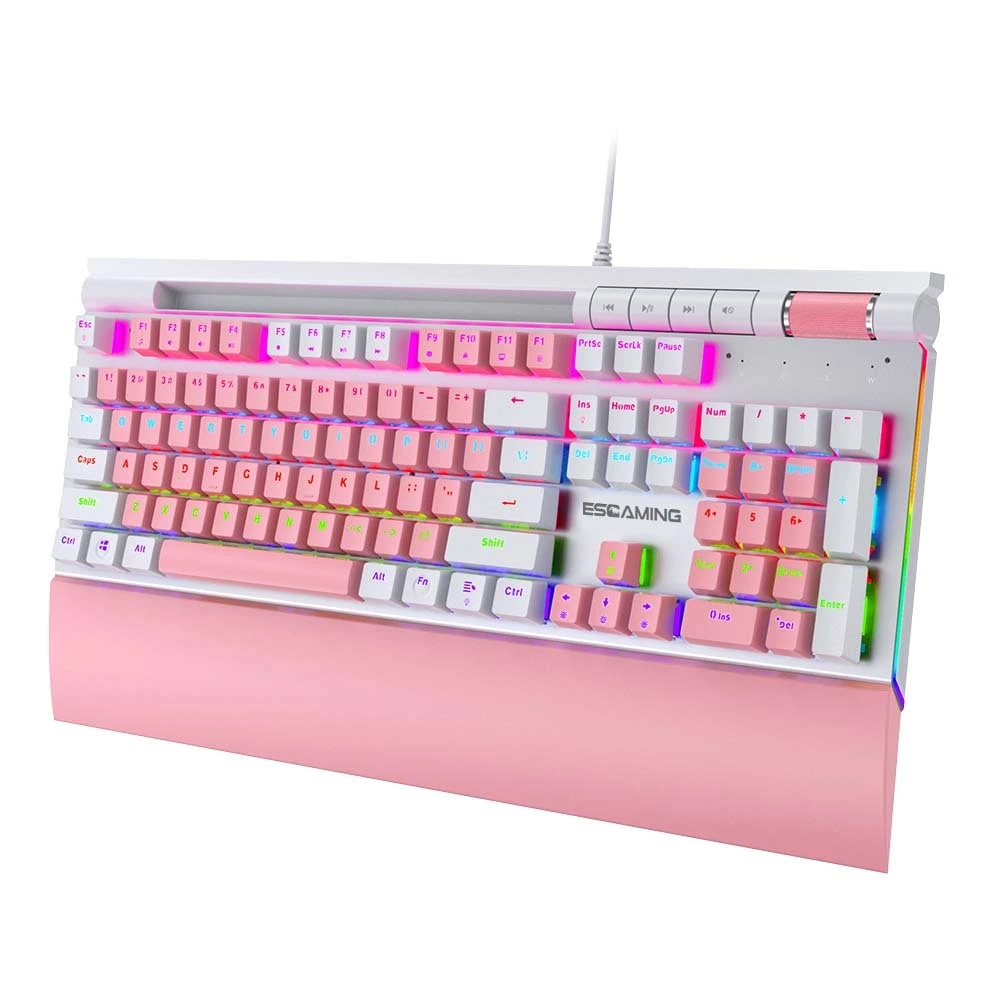 Tastatură mecanică Esgaming pentru computer, PC, din aluminiu, 104 taste Pbt, cu fir, cu suport pentru încheietura mâinii, producător 1