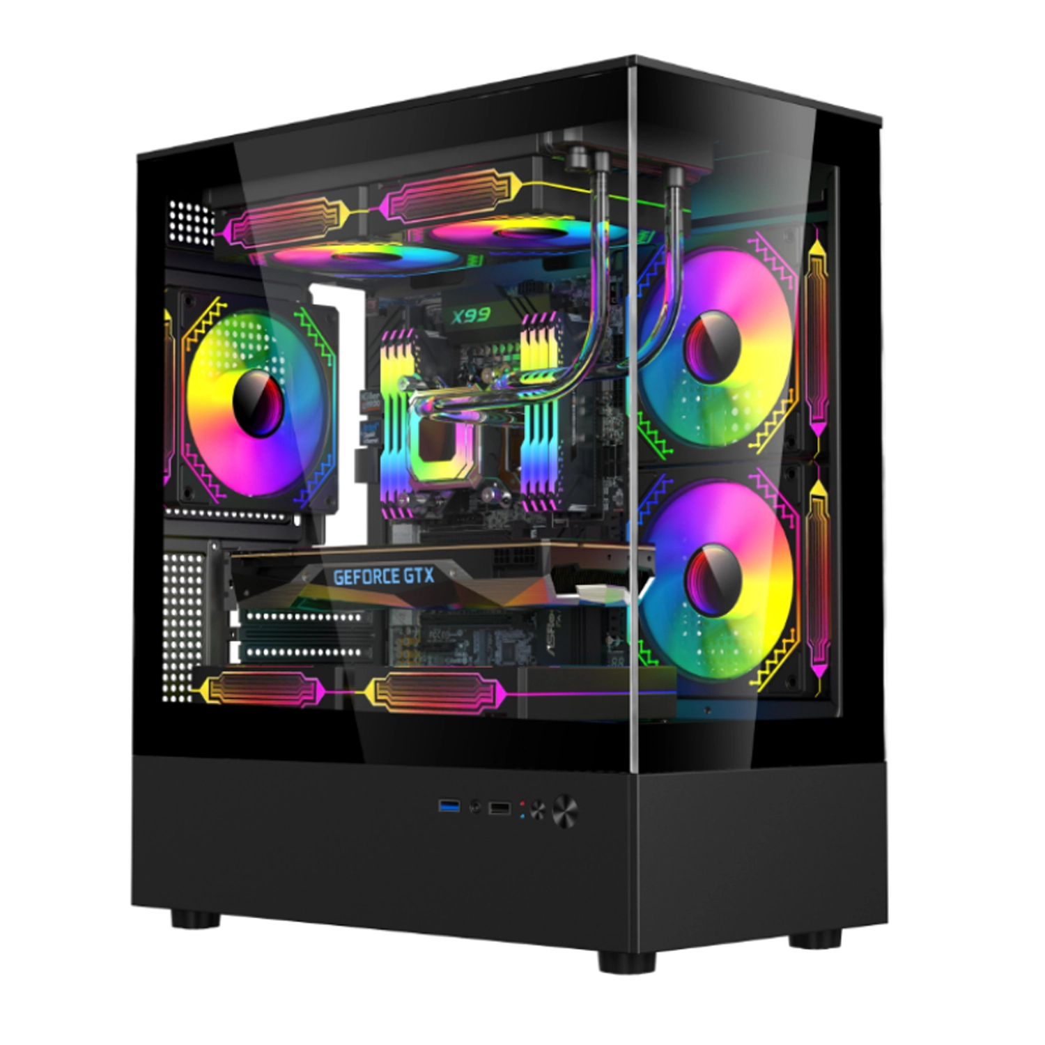 New Design High Quality Tempered Glass Panel Pc Gabinete Micro Atx Case Pc Gaming Computer Cases Towers With Psu And Rgb Fans 1