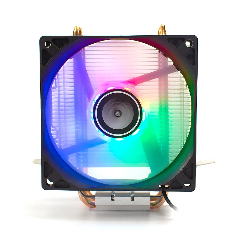 I7 CPU-Kühler, schwarzer Rahmen, weiße Blätter mit bunten Lichtern, unterstützt AMD/AM2AM2+/AM3 1