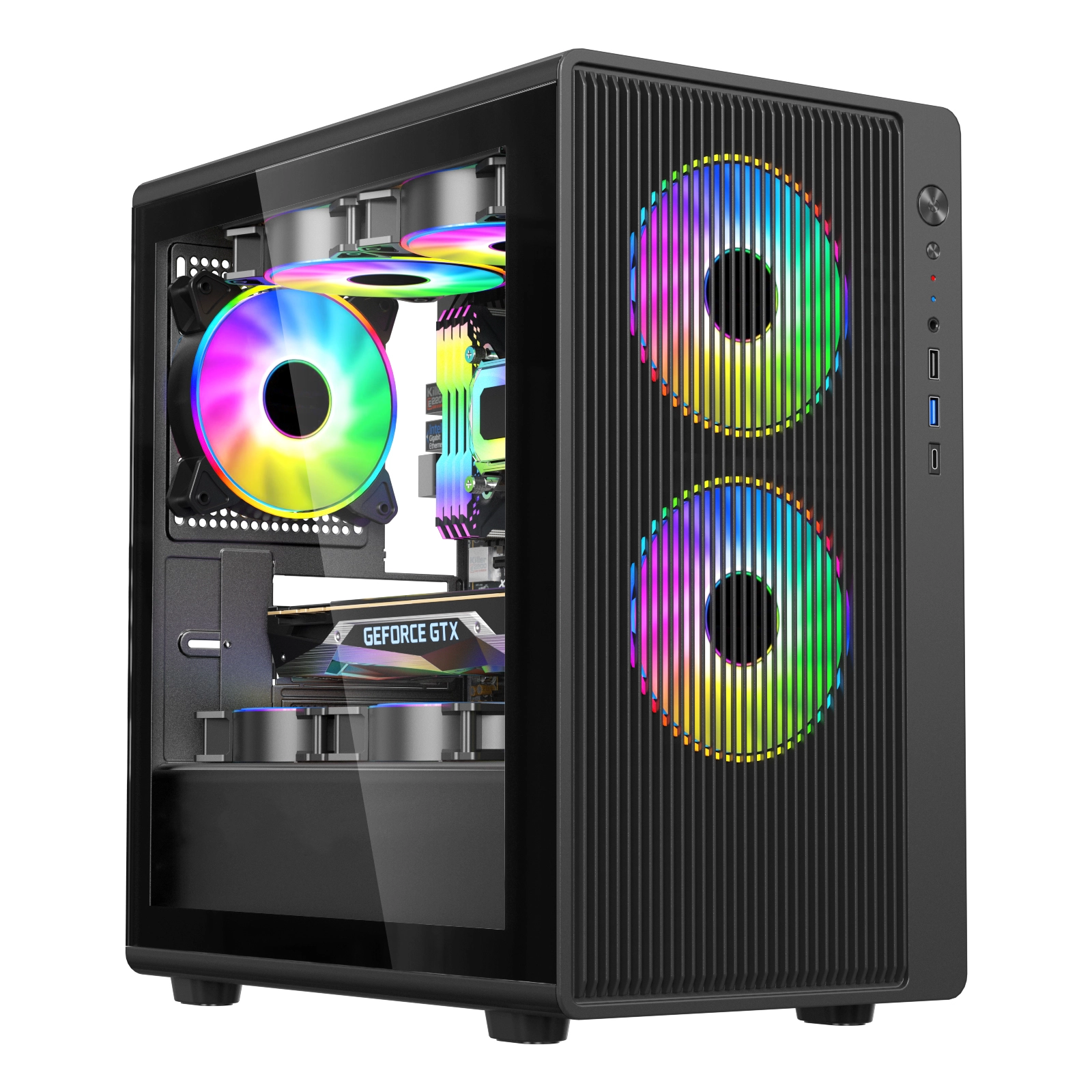 Case per computer Atx/itx verticale nero Mid-tower Mico del produttore, case per PC CPU da gioco per giocatori 1