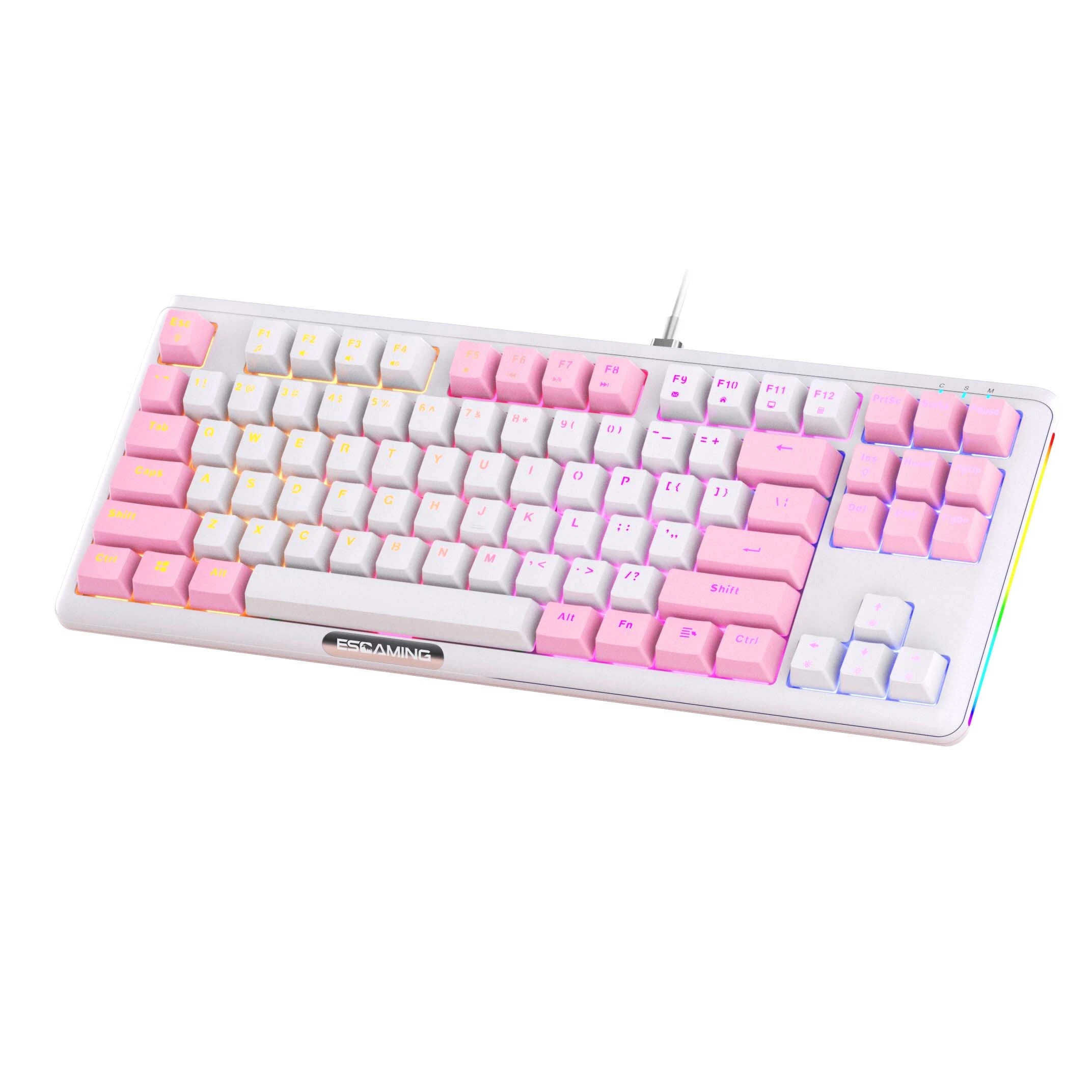 Esgaming 핫스왑 USB Type-C 기계식 안티고스팅 키보드 87키 유선 RGB 백라이트 방수 게이밍 키보드 제조업체 1