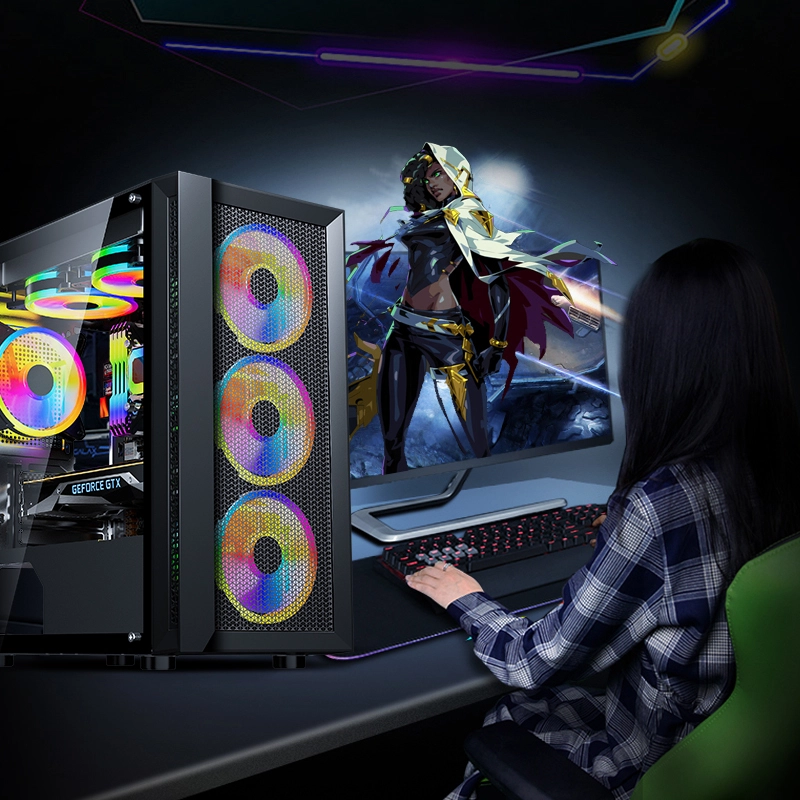 Modernes Mico Atx/itx-Unterstützung Mini Tower Gaming-PC-Gehäuse Schwarz-Weiß-Mesh-Computergehäuse Gehärtetes Glas Seitenwand Desktop 1