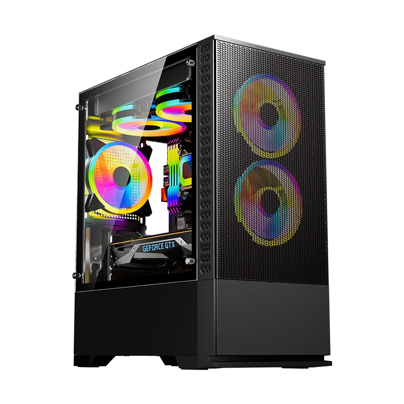 Moderné herné PC skrinky RGB, vertikálne, ATX, počítačová skrinka na procesor s tvrdeným sklom, plastová stredná veža pre stolné počítače 1