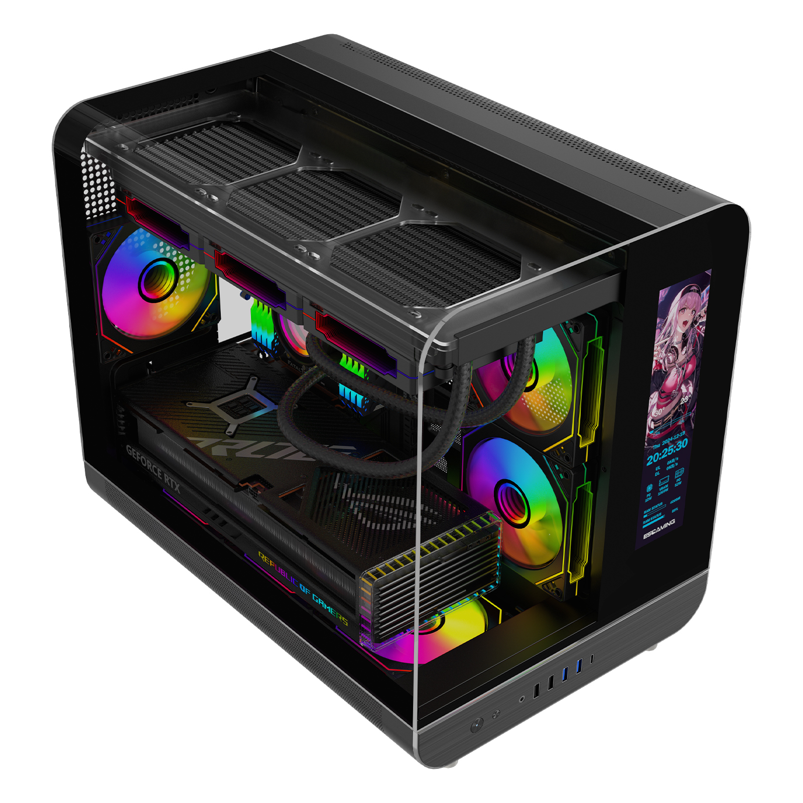 フル強化ガラスM-ATX ITX PCケース ゲーミングミッドタワー