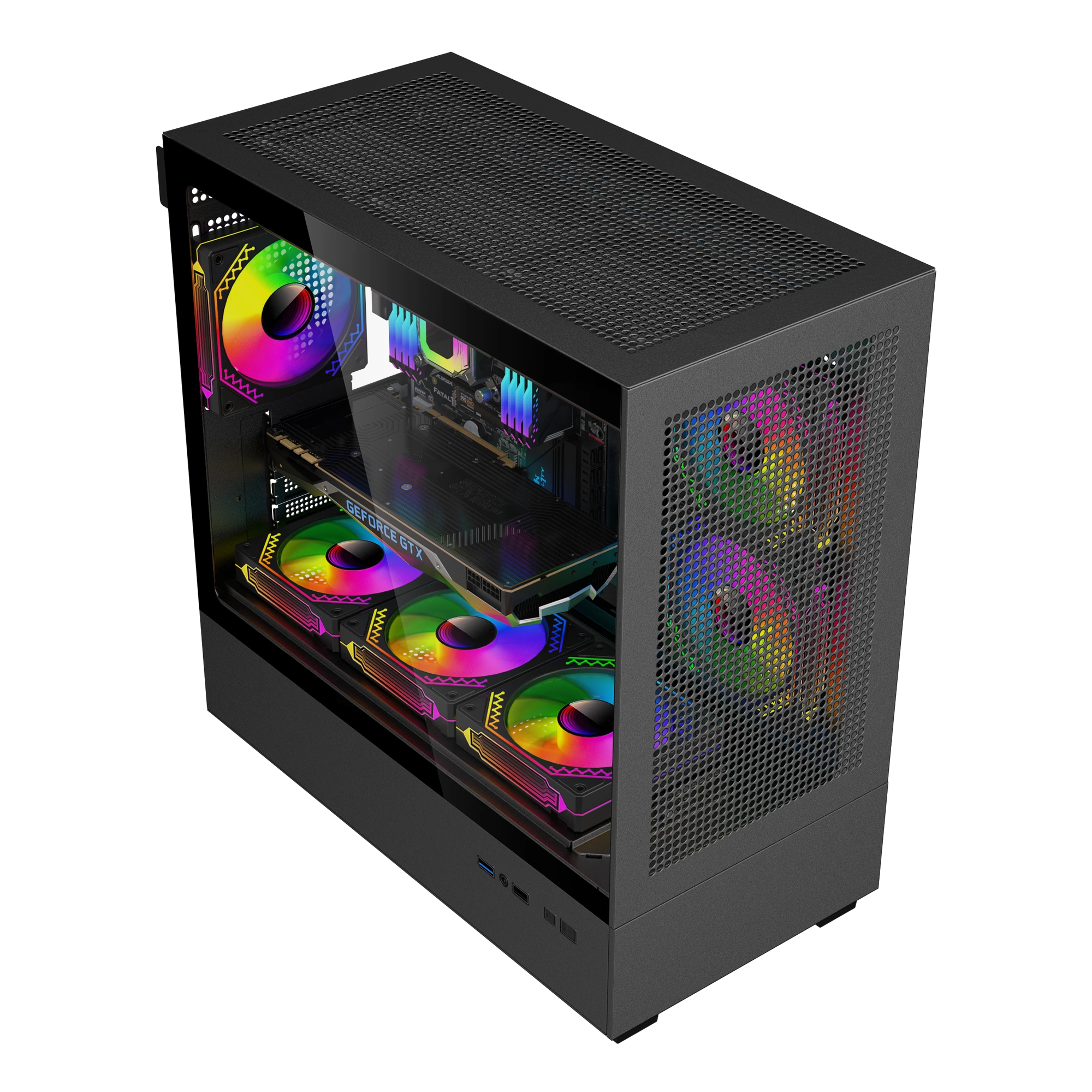 Fabrik Schwarz Weiß ATX Middle Tower Computergehäuse aus gehärtetem Glas M-atx Itx PC-Gehäuse mit optionalem Flüssigkeitskühler 1