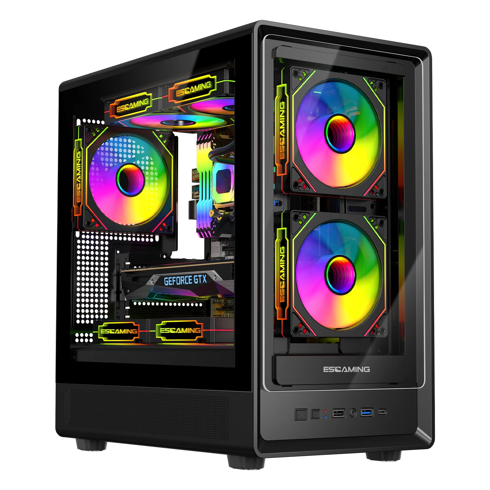 Coolzer New Design Pc Cabinet Metal Panel Tempered Glass Gaming Case Gamer Rgb Pc Computer Cases Towers Cpu Mid Tower Casing 1