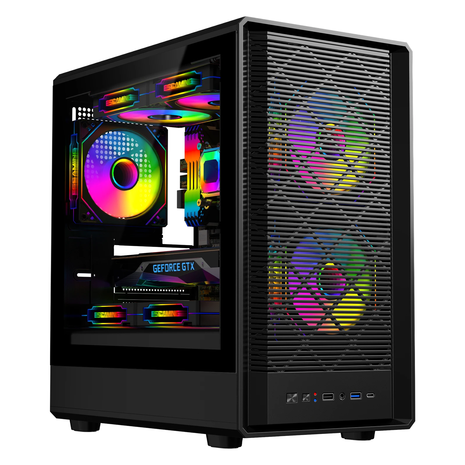 Coolzer Доставчик Евтин Офис Spcc Mid Tower Argb Кутия за компютър Черен корпус от закалено стъкло Micro Atx & Кутии 1