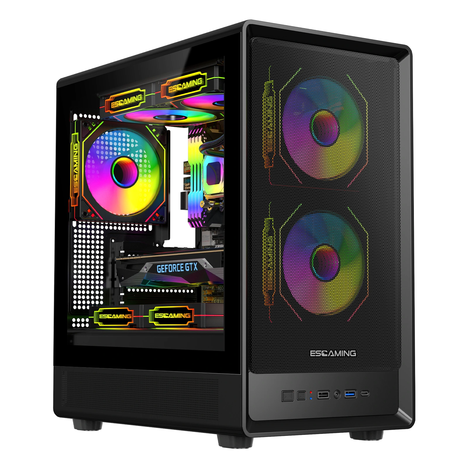 Coolzer High Quality Mesh Micro Atx Mid-tower Gaming Computer Pc Cases Towers Gamer Tempered Glass Window Black Pc Cabinet 1