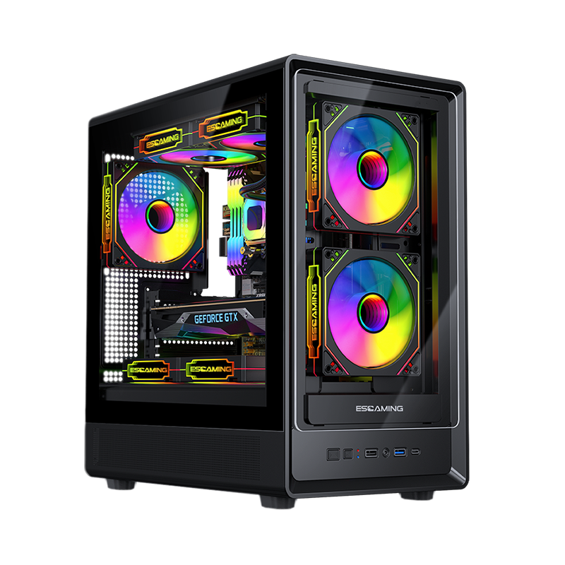 PCケース2面ガラス ATX シームレスデザインの2面強化ガラスミドルタワー、XIGMATEK