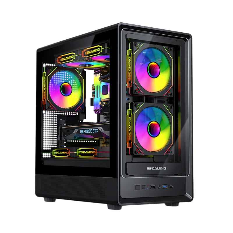 Case per PC da gioco Micro-ATX Mid-Tower in vetro temperato ROKE 02 TG 1