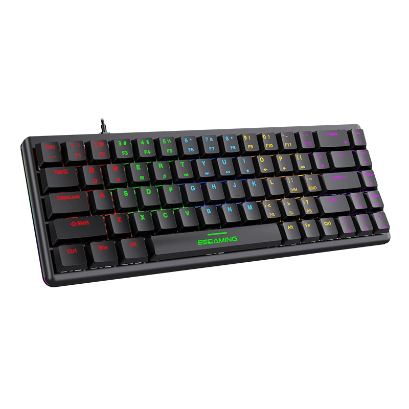 Tastiera da gioco meccanica wireless a tre modalità, layout sottile e compatto, 60%, 68 tasti multi-gradiente, V400 1