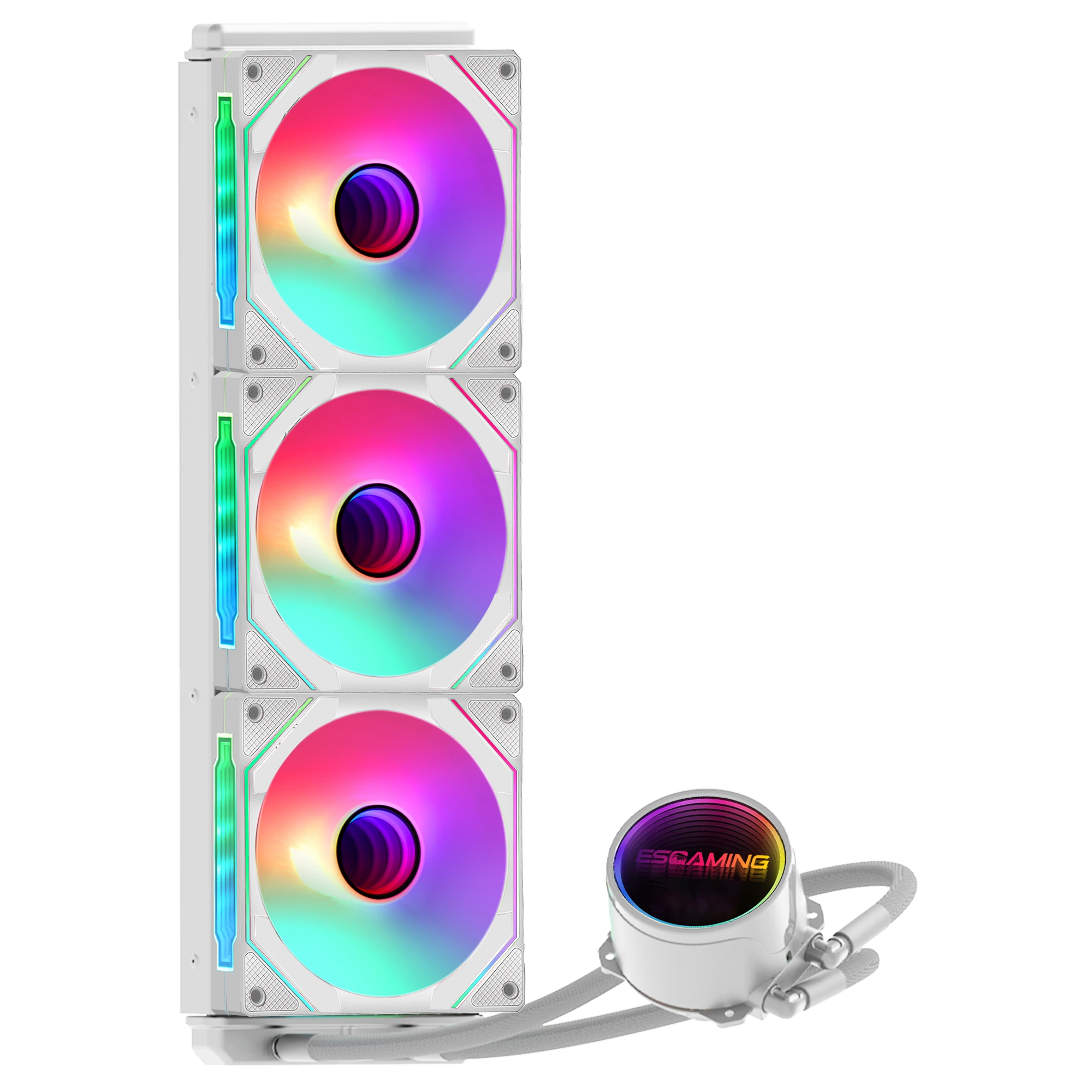 Raffreddamento a liquido per CPU per PC con specchi infiniti personalizzati da 360 mm – Prism 360 White Key Refinements 1