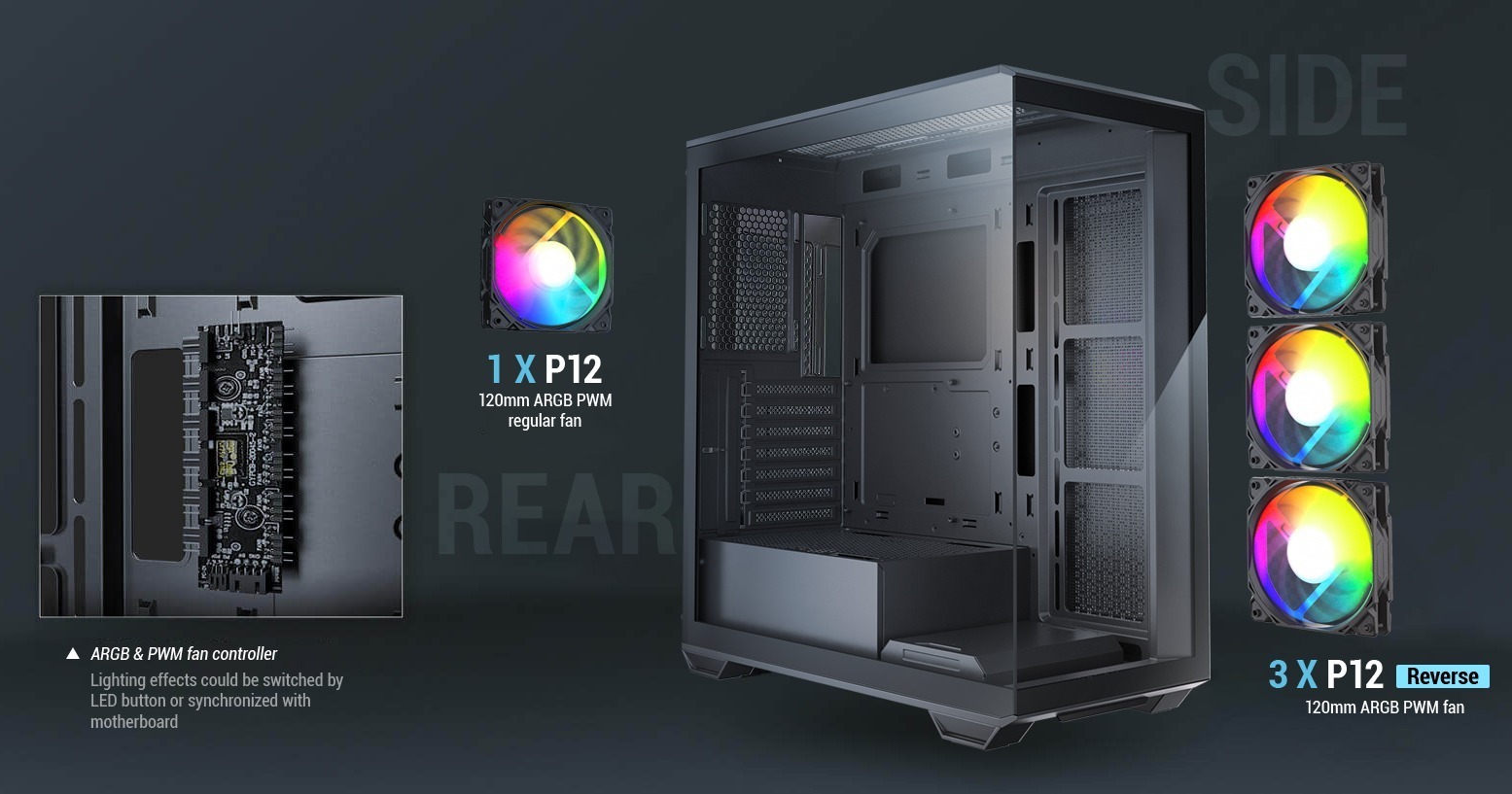 ハイエンド ブラック SPCC 強化ガラス ATX タワーキャビネット