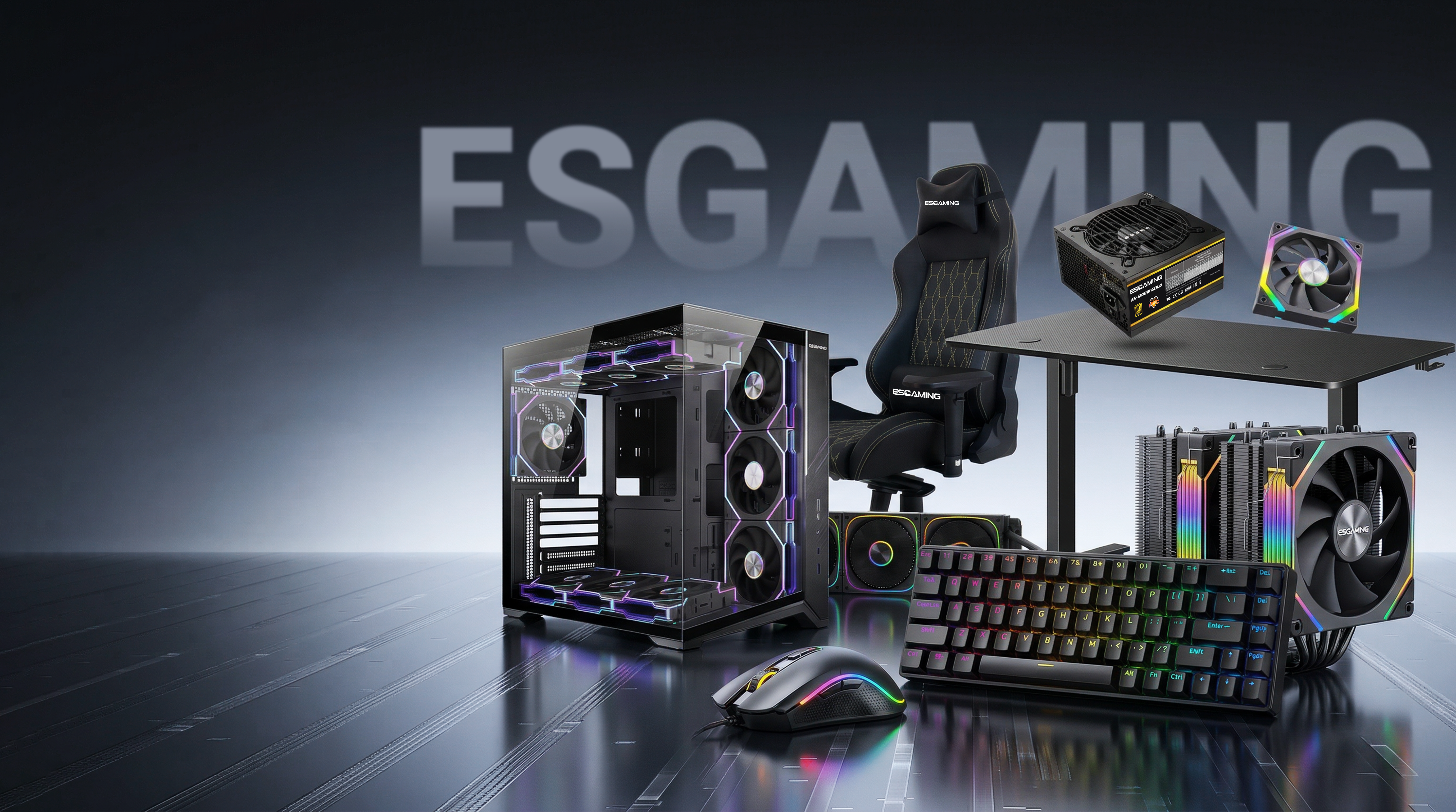 Fabricante profesional de componentes para juegos: gabinetes, fuentes de alimentación, ventiladores RGB y mesas de mezclas.